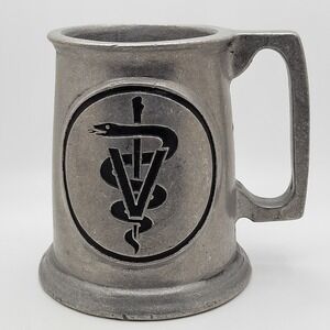 Vintage Pewter Veterinary Mug Stein Vet Symbol Tankard